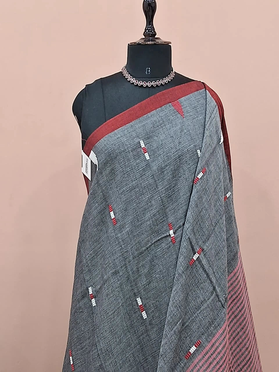 Pure elephant grey khadhi cotton saree 1