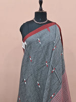 Pure elephant grey khadhi cotton saree 1