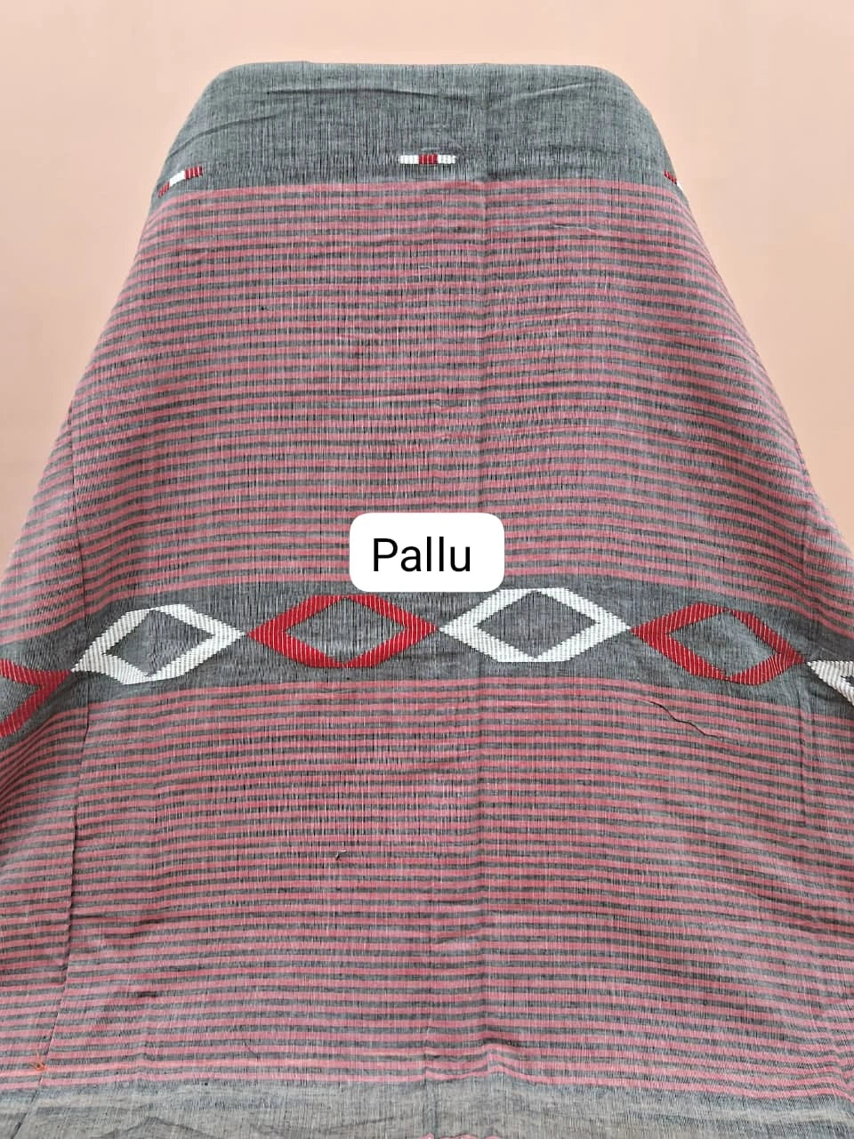 Pure elephant grey khadhi cotton saree pallu