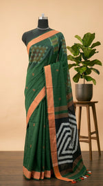Elegant Green Khadi Cotton Saree