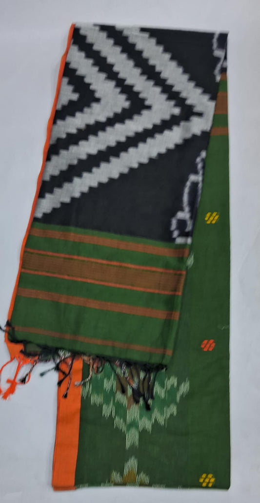 Green Khadi Cotton Saree