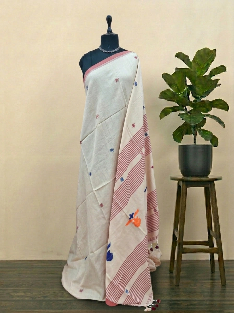 Beige khadhi cotton saree 