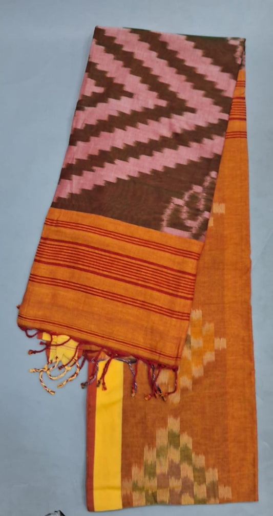 Rust Khadi Cotton Saree