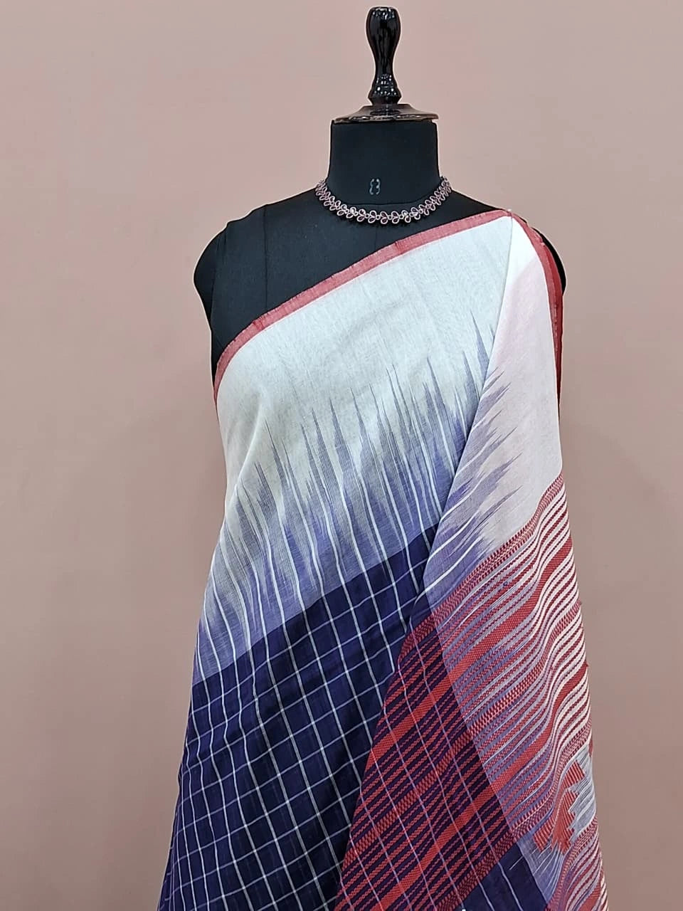 Blue khadhi cotton saree 1