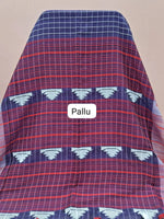 Blue khadhi cotton saree pallu
