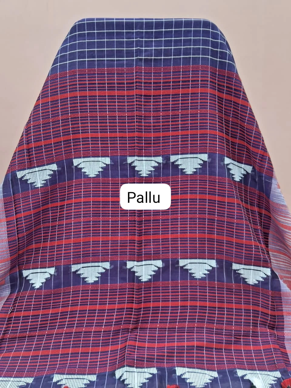 Blue khadhi cotton saree pallu