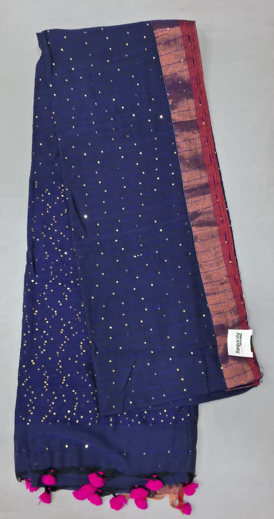 Royal Blue Khadi Cotton Saree