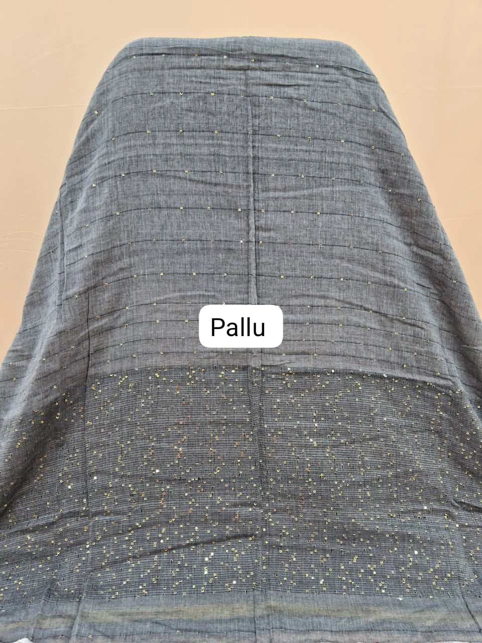 Elephant Grey Handloom Khadhi Cotton Saree Pallu