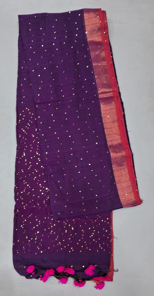 Purple Khadi Cotton Saree