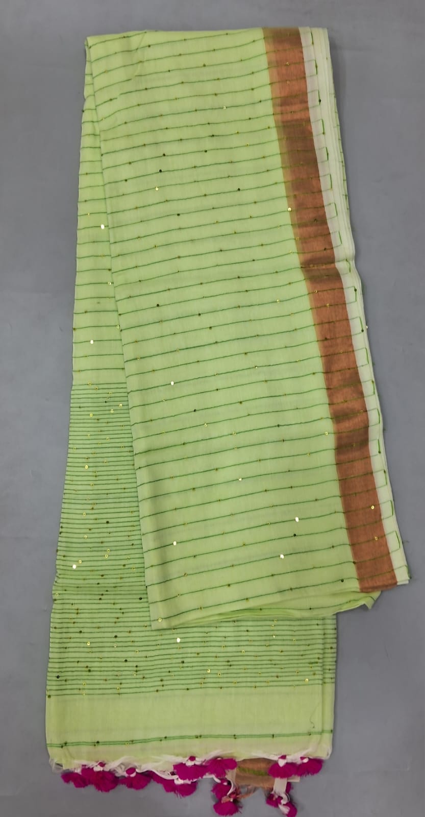 Pista Green Khadi Cotton Saree