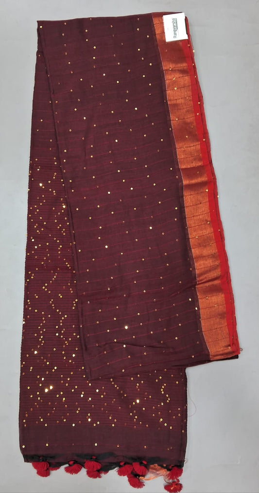 Brown Khadi Cotton Saree