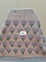 Classic Beige Khadi Cotton Saree Pallu