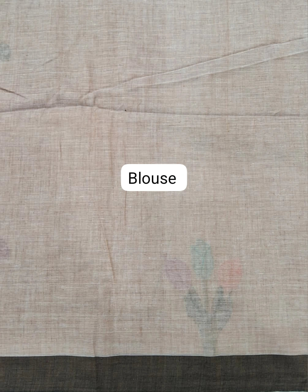 Classic Beige Khadi Cotton Saree Blouse