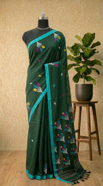 Classic Bottle Green Khadhi Cotton Saree