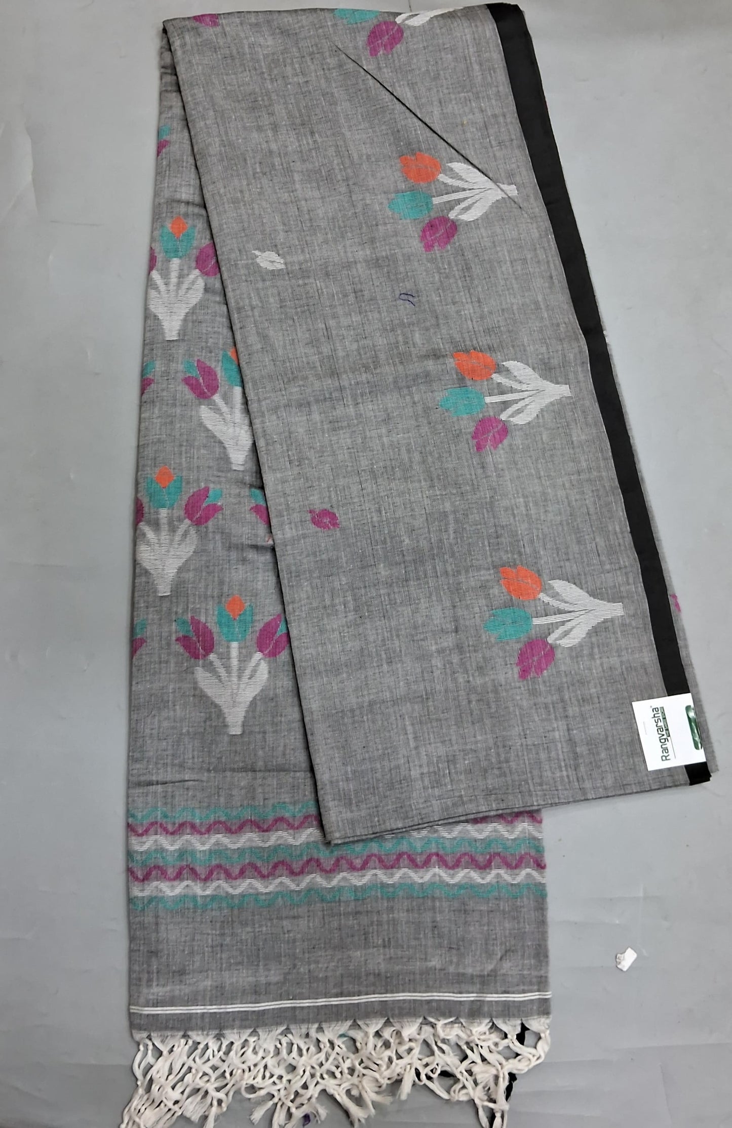 Elephant grey Khadhi Cotton Saree