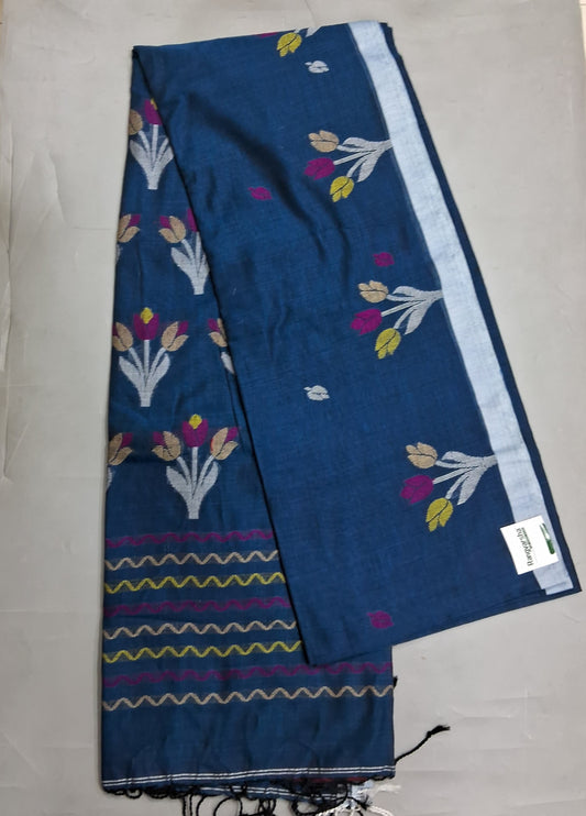 Peacock blue Khadhi Cotton Saree