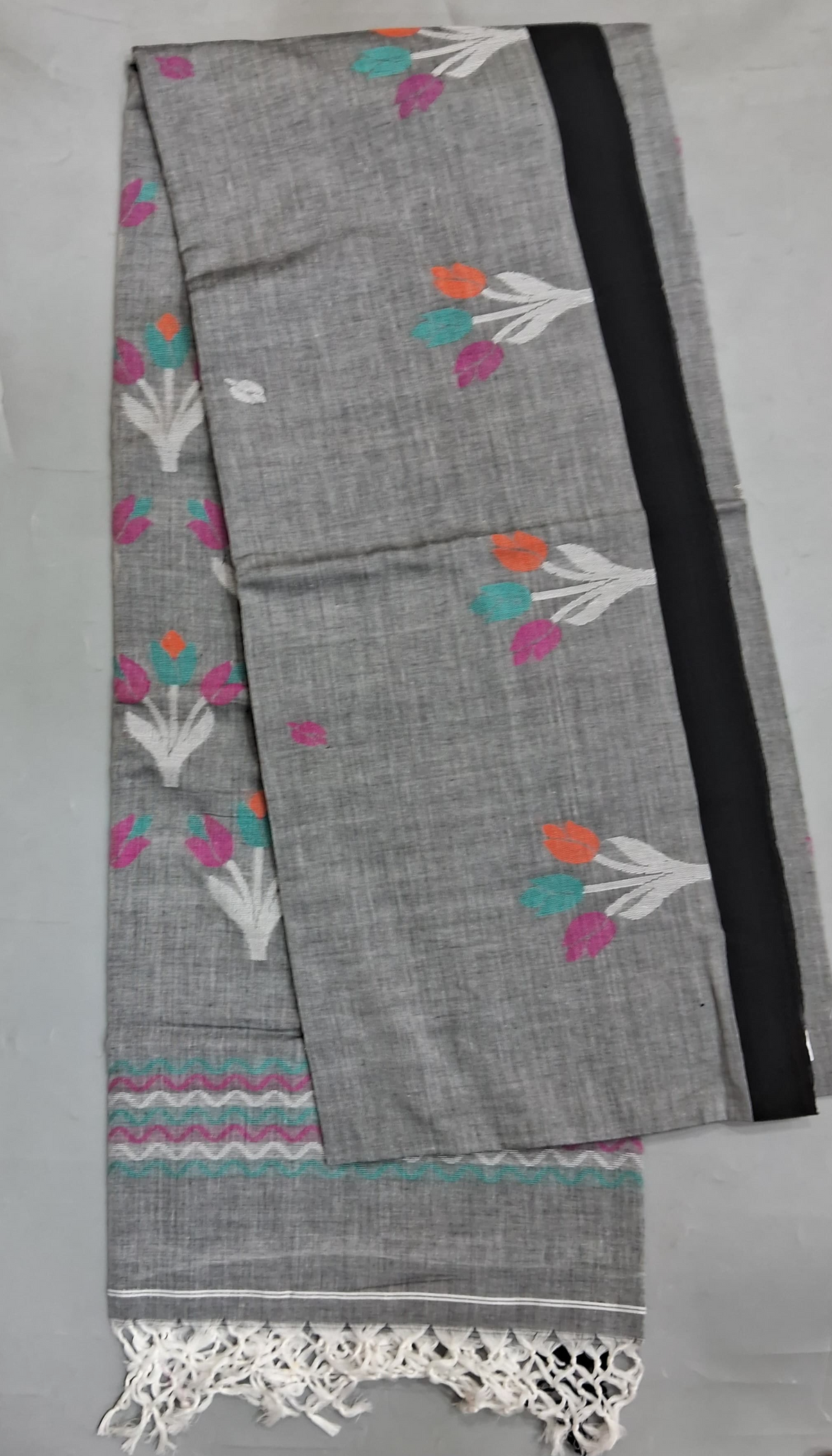 Pale grey Khadhi Cotton Saree