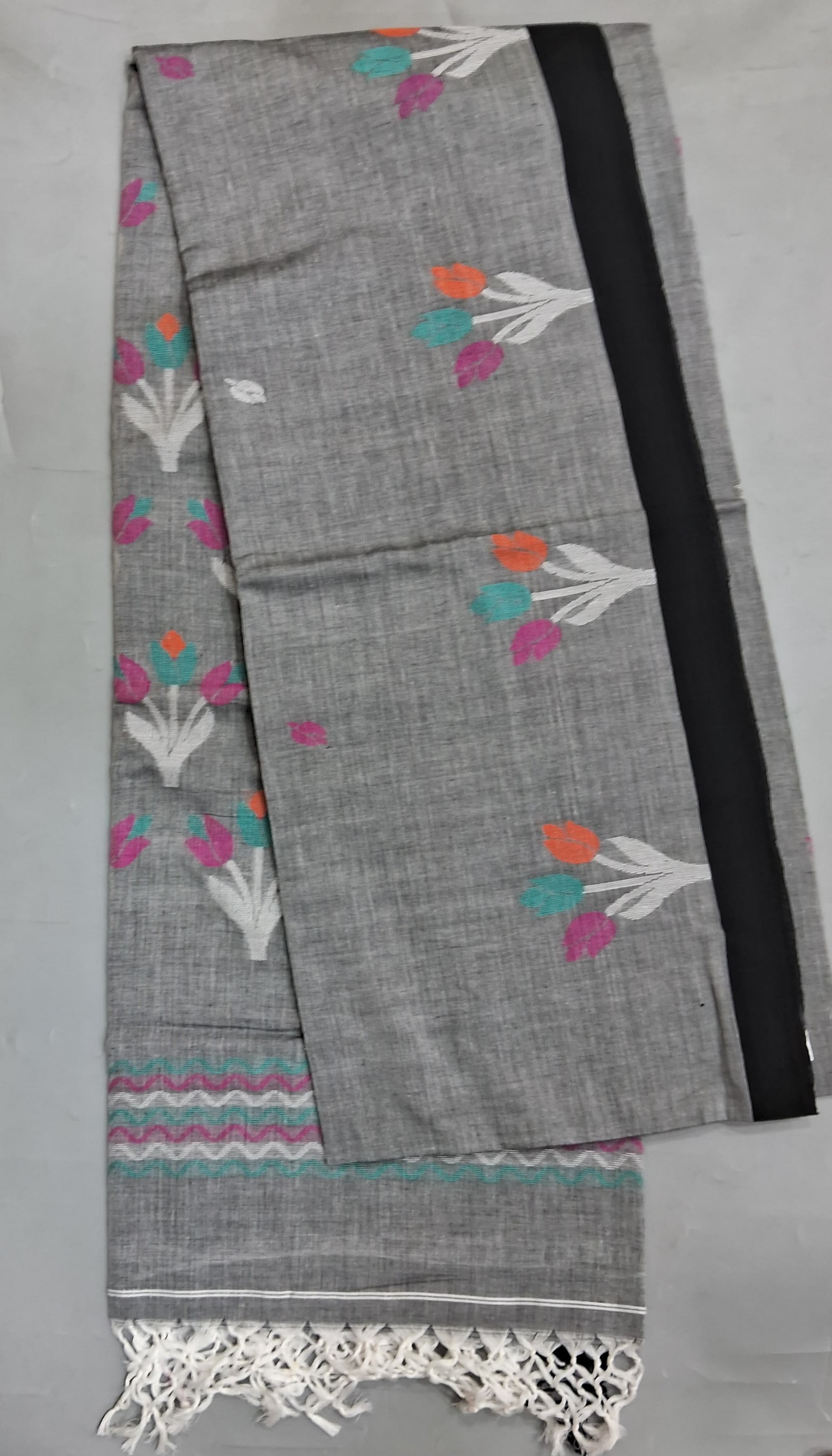 Pale grey Khadhi Cotton Saree