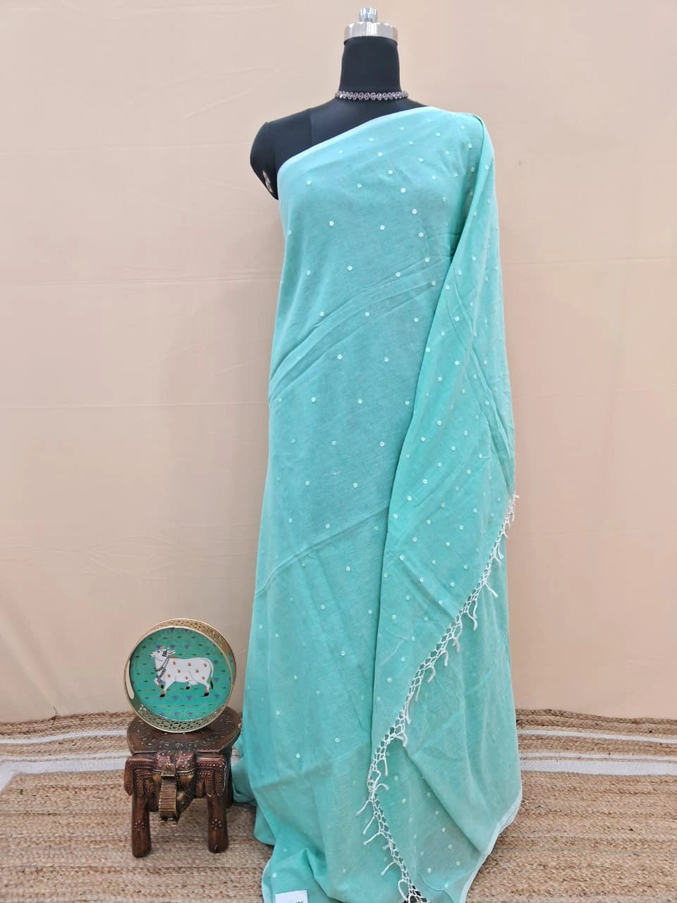 Elegant Light green Khadhi cotton saree