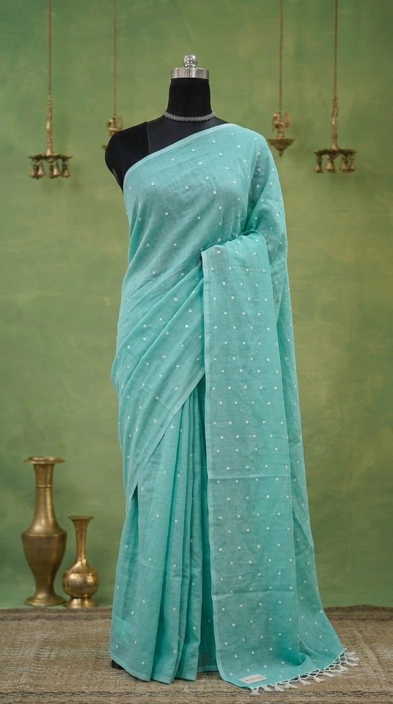 Elegant Light green Khadhi cotton saree