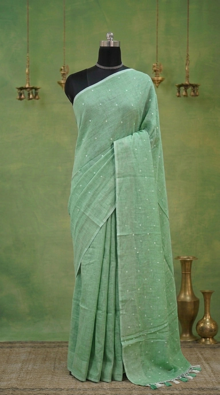 Premium Green Khadi Cotton Saree