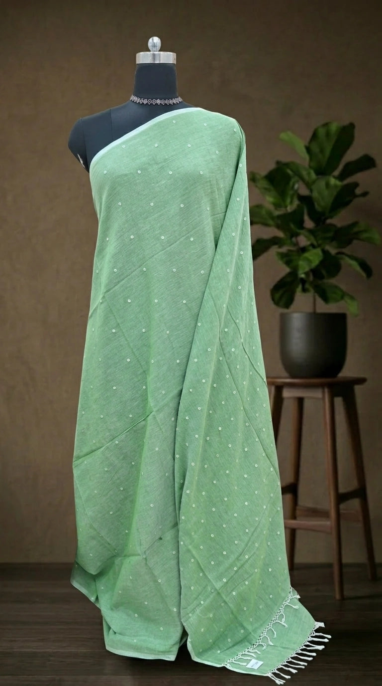 Premium Green Khadi Cotton Saree