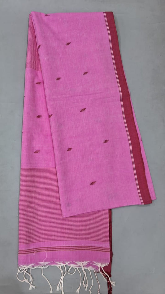 Dark Pink Khadi Cotton Saree