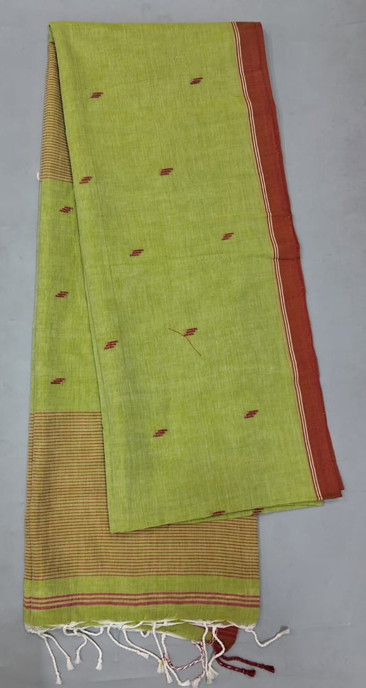 Pista Green Khadi Cotton Saree