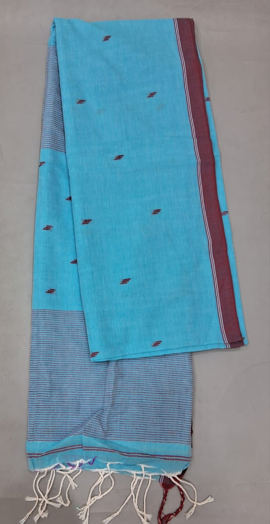 Sky Blue Khadi Cotton Saree