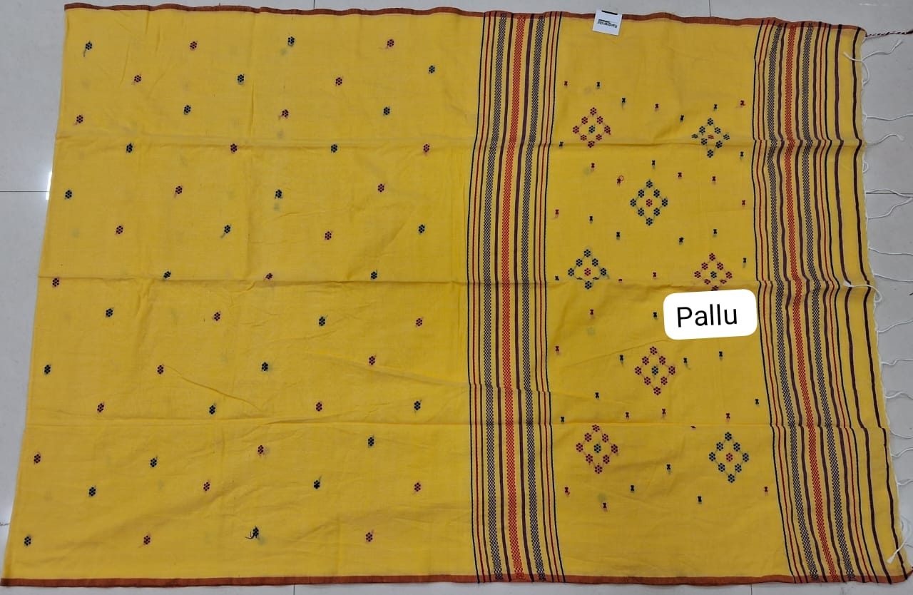 Mango Yellow Khadi Cotton Saree