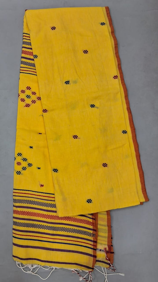 Mango Yellow Khadi Cotton Saree