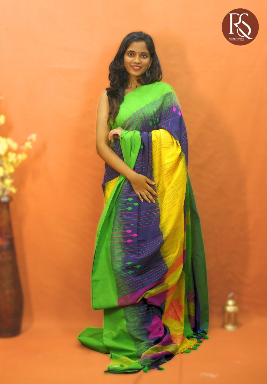 Handwoven Paneled Khadhi Cotton Saree