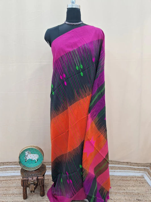 Traditional Paneled Khadhi Cotton Saree