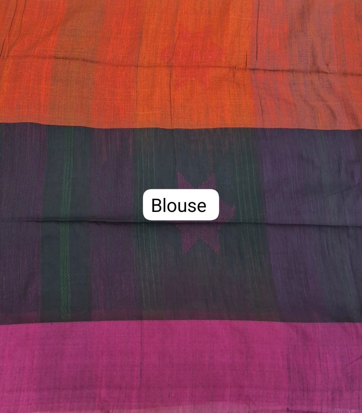 Traditional Paneled Khadhi Cotton Saree Blouse