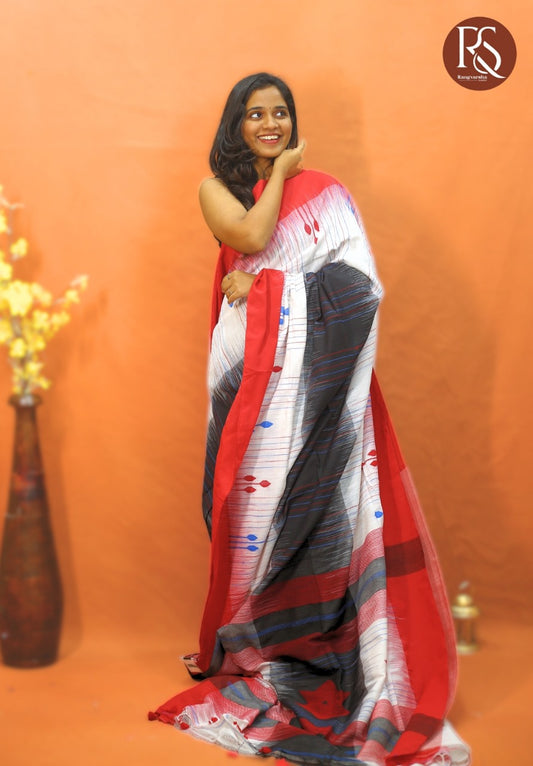 Paneled Khadi Cotton Saree