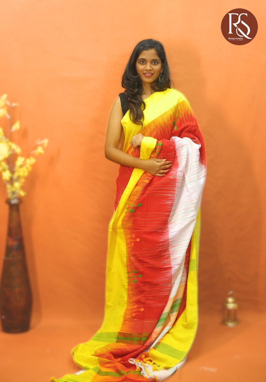 Paneled Khadi Cotton Saree