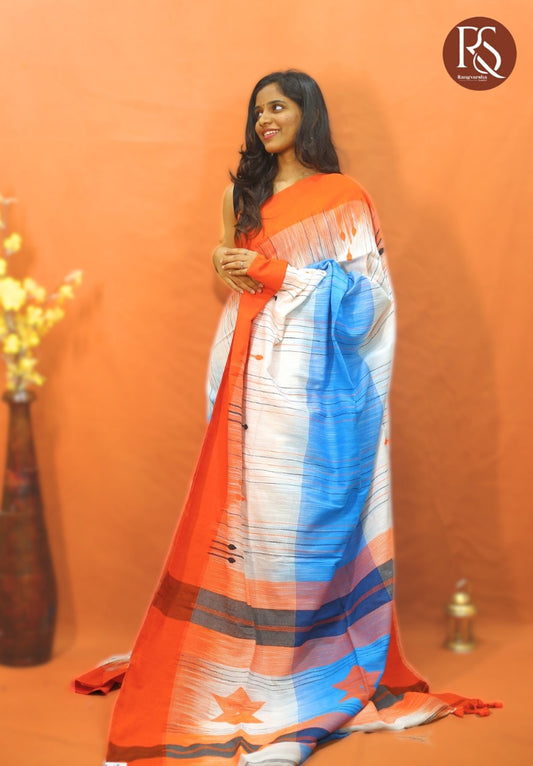 Paneled Khadi Cotton Saree