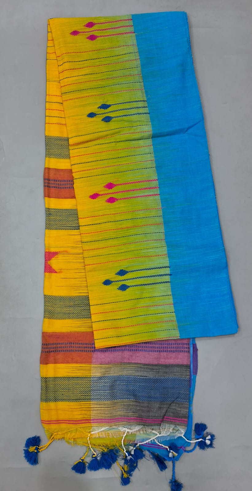 Paneled Khadi Cotton Saree