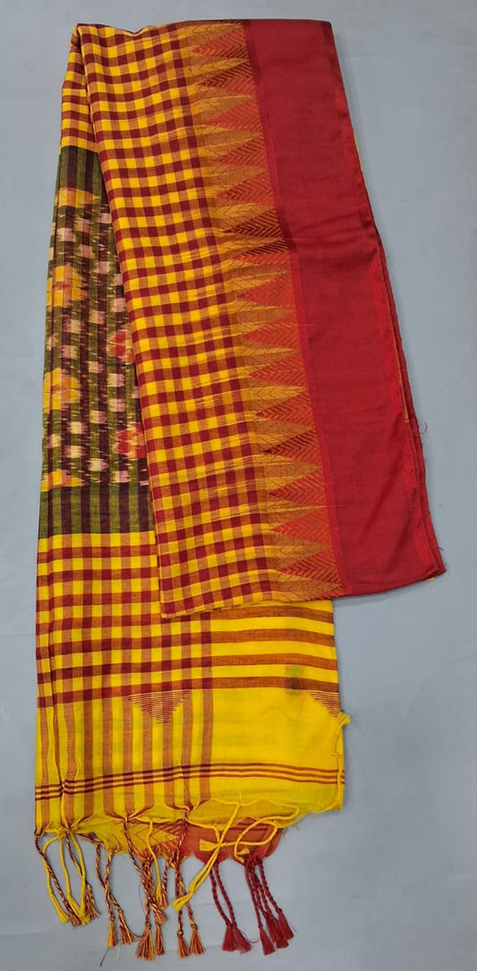 Lemon Yellow Khadi Cotton Saree