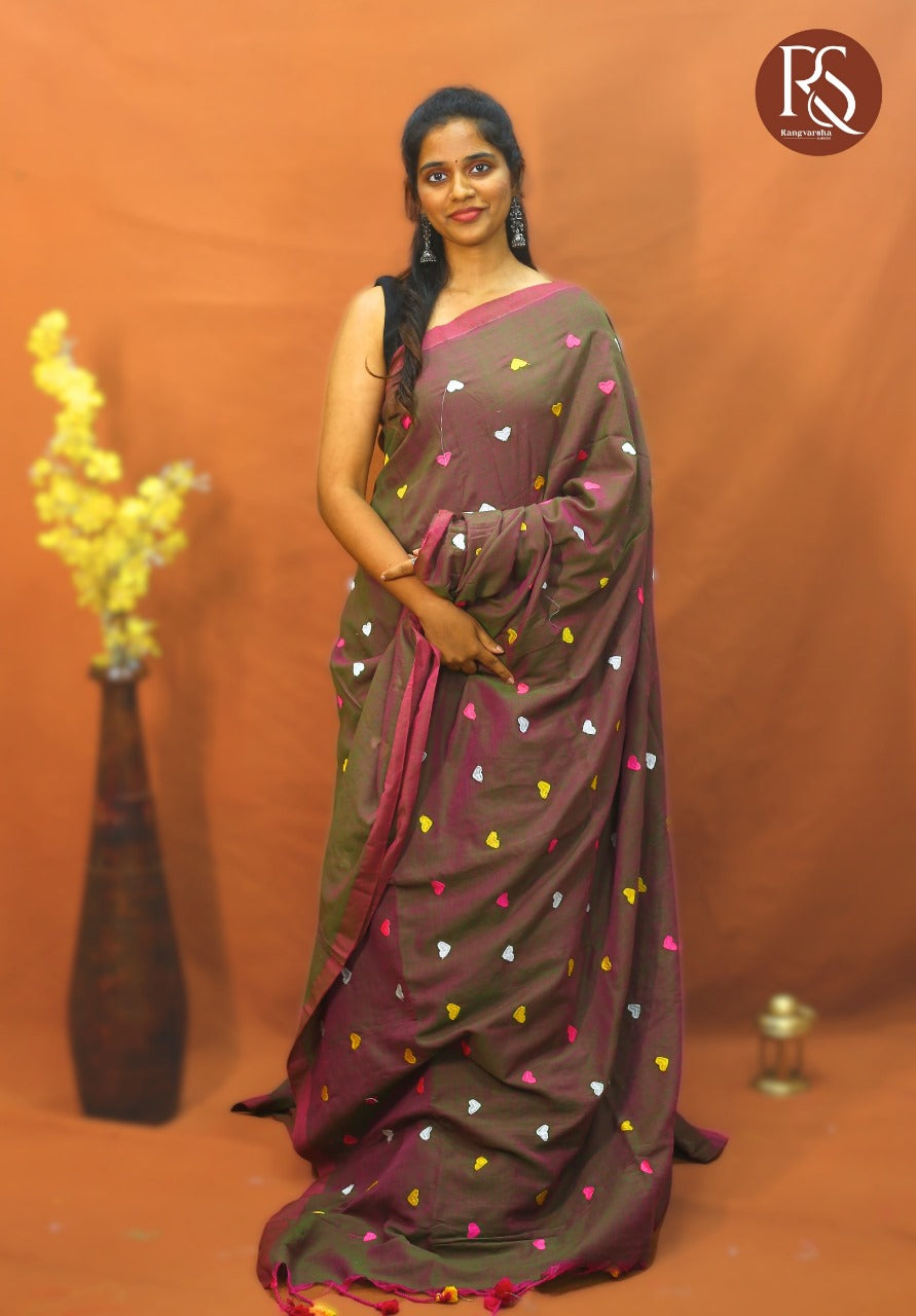 Soft plain khadi cotton saree for office and casual wear