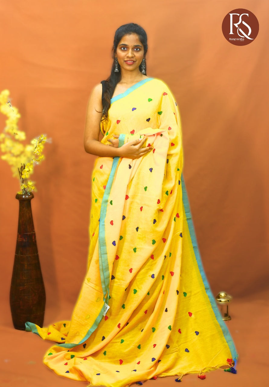 Mango Yellow Khadi Cotton Saree