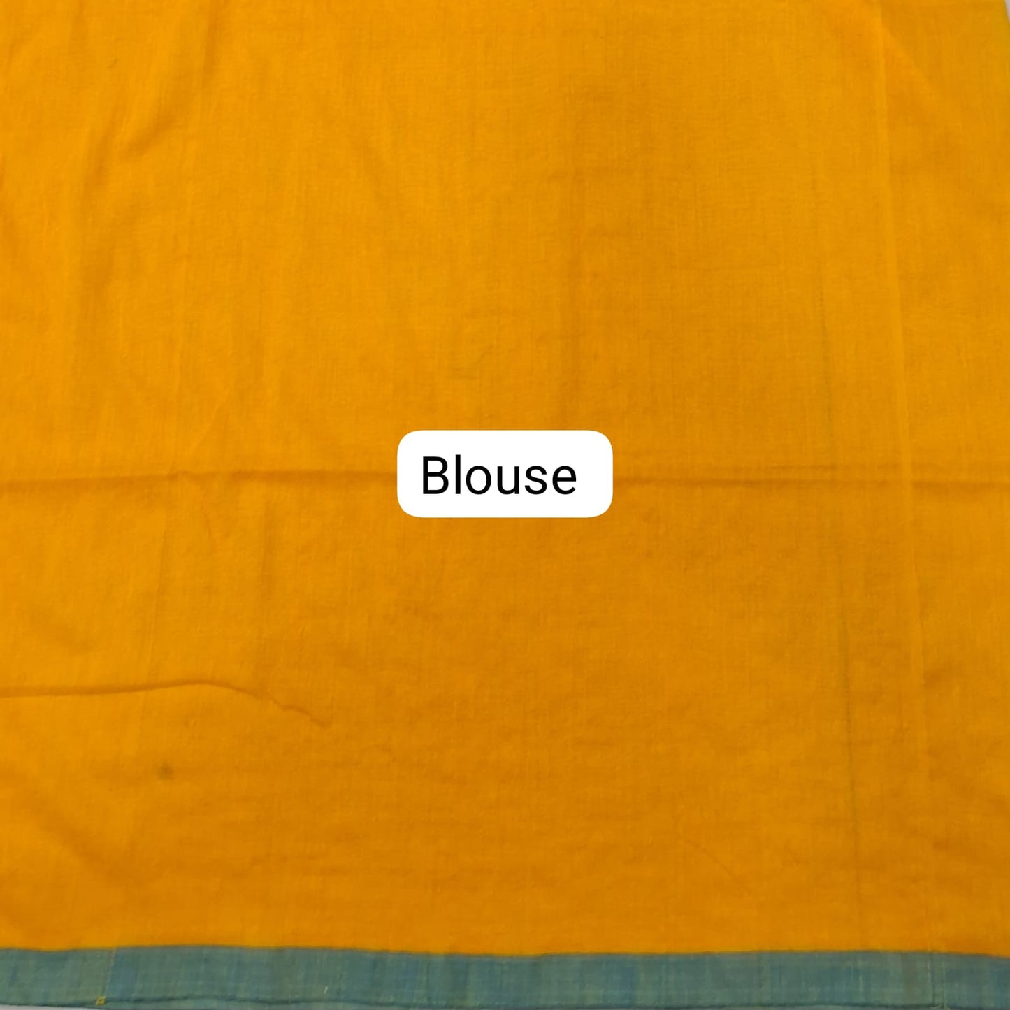 Mango Yellow Khadi Cotton Saree