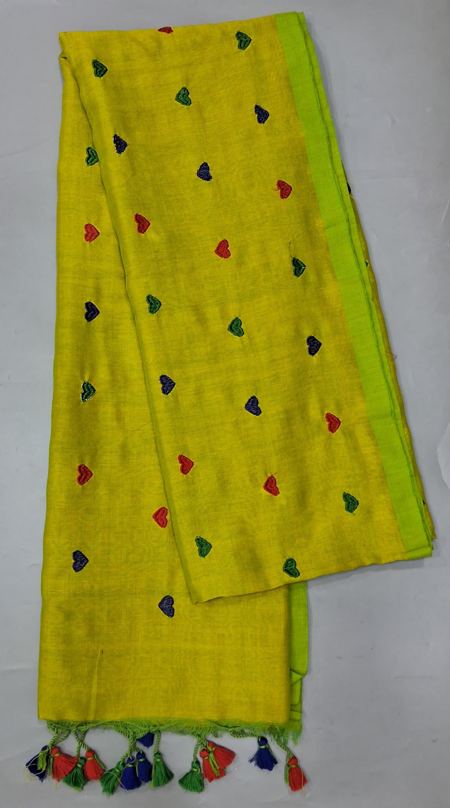 Bright greenKhadi Cotton Saree