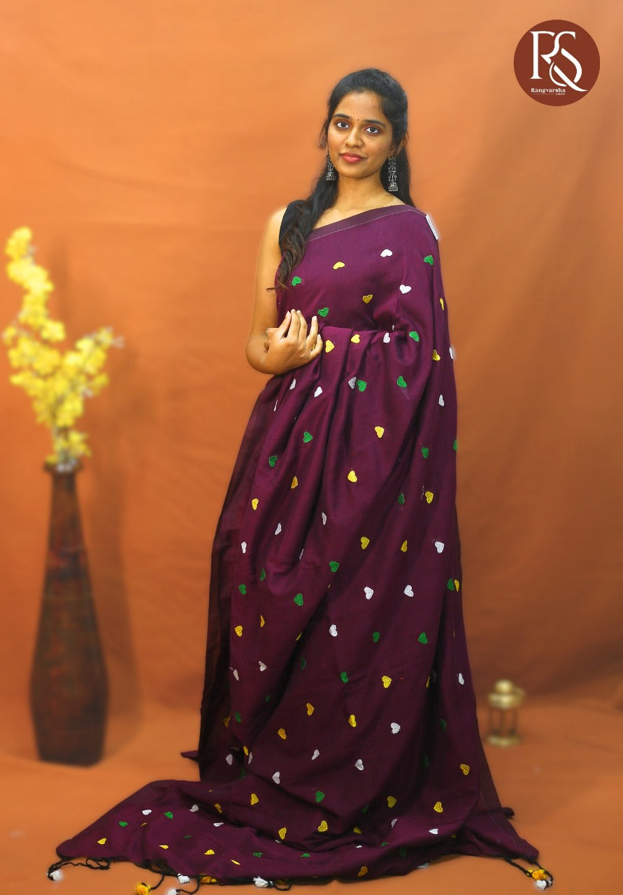 Wine Khadhi Cotton Saree