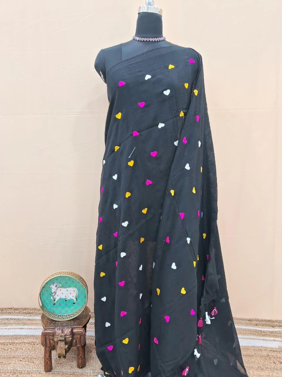 Black Khadhi Cotton Saree