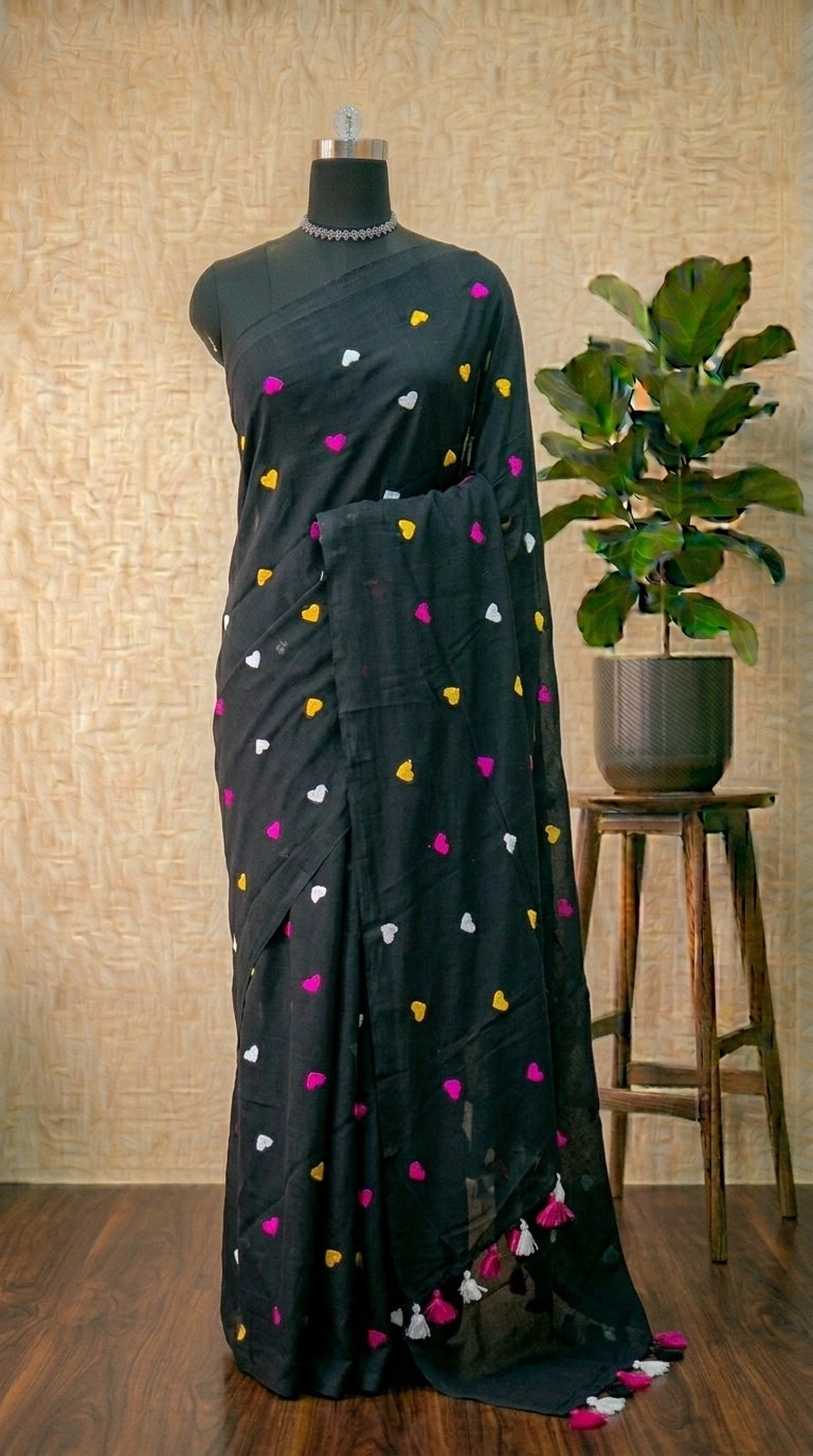 Black Khadhi Cotton Saree