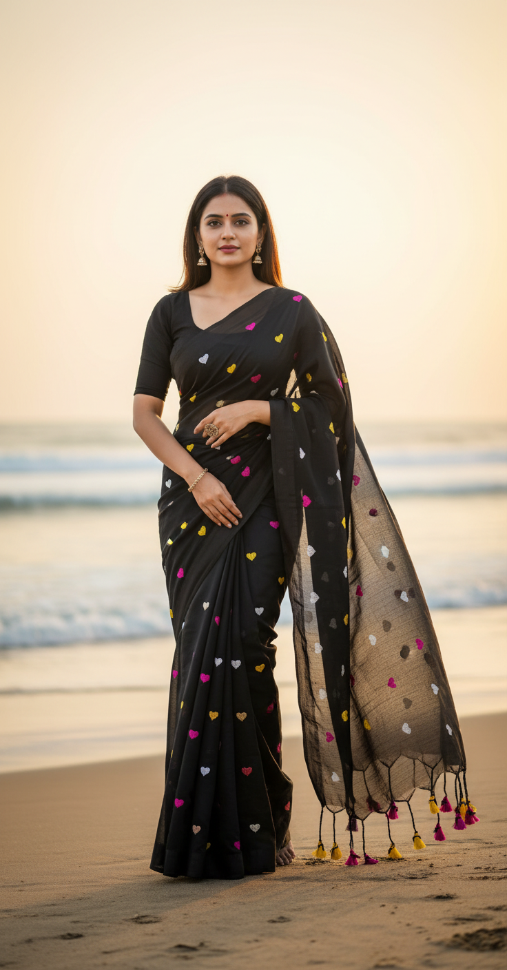 Chic Ebony Khadhi Saree