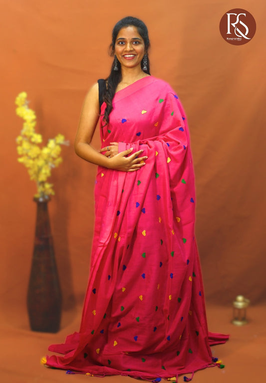 Pink Khadi Cotton Saree