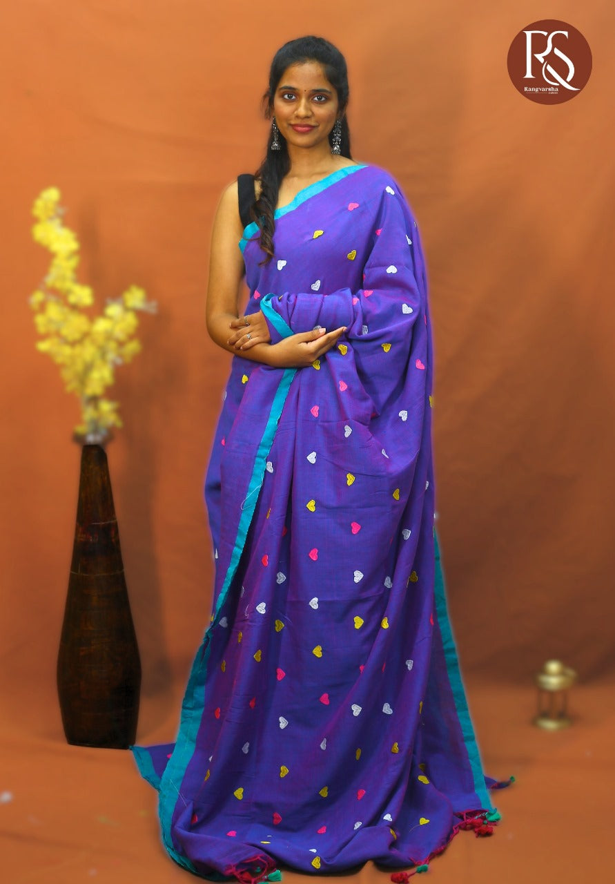 Blue Khadi Cotton Saree