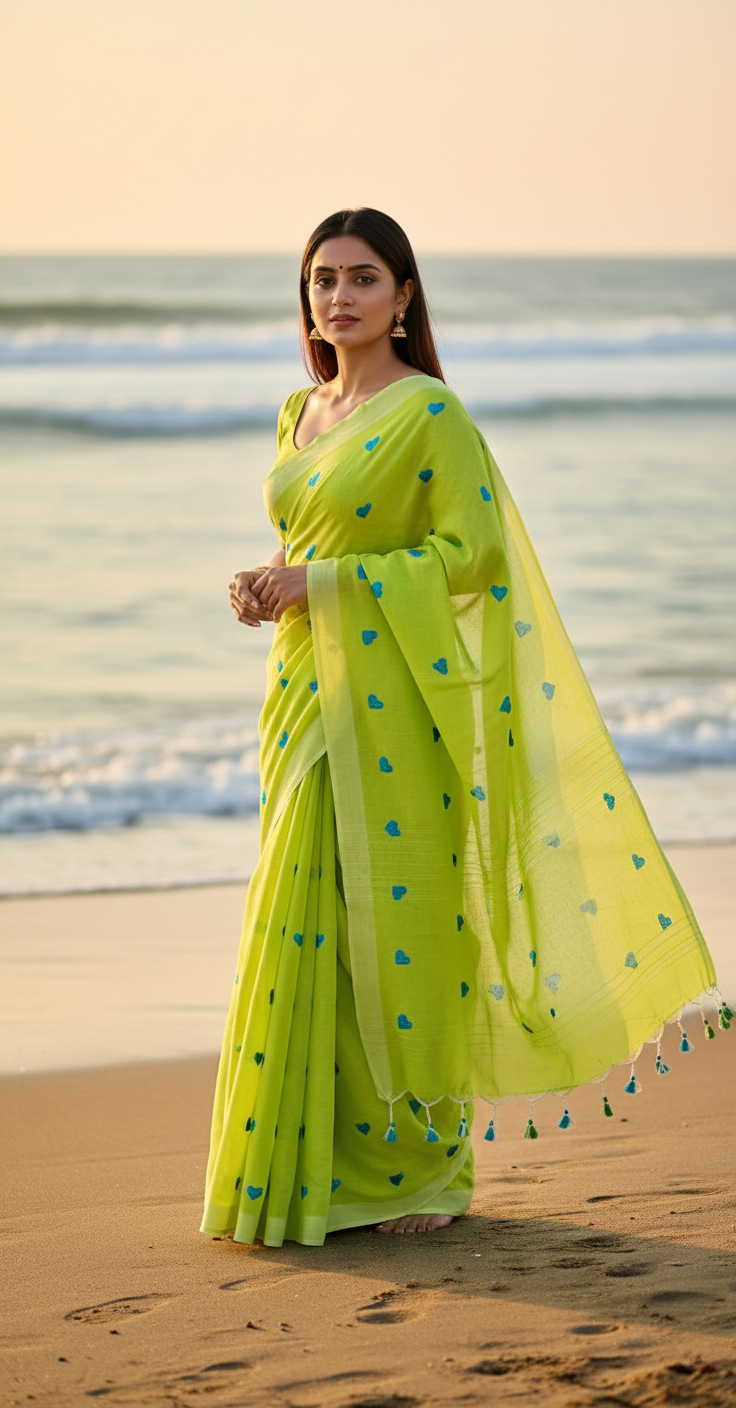 Bright Green Khadi Cotton Glow